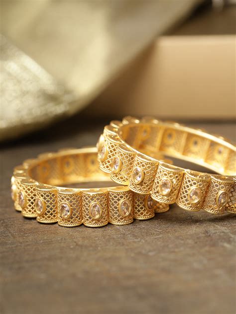 Gold Plated and Studded Bangles Collection for Women, Girls | Priyaasi