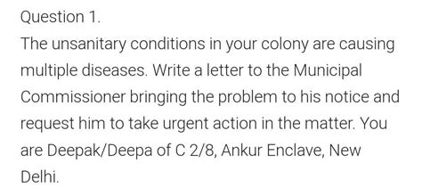 the unsanitary conditions in your colony - Brainly.in