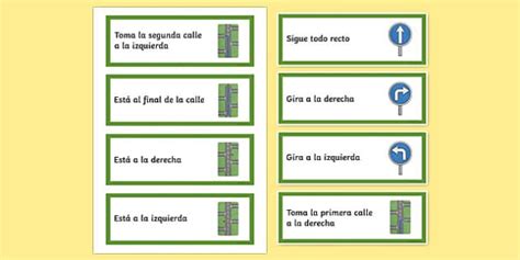 Directions Word Cards Spanish / Español