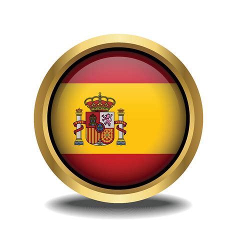 Spain Flag circle shape button glass in frame golden 20469115 Vector ...