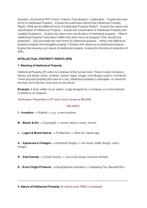 4th SEM IPR Law Final Exam: Comprehensive Guide to Intellectual ...