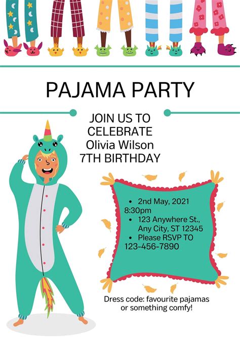 Free custom printable pajama party invitation templates | Canva