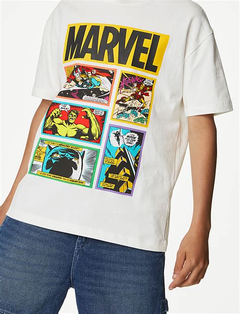 Buy Cotton Rich Marvel Comics™ T-Shirt at Marks & Spencer