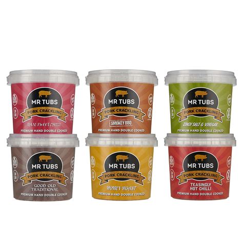 Buy Mr Tubs Pork Crackling (6 Tub Pack) - Mixed Flavours of Premium ...