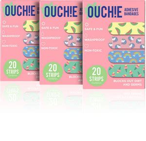 Aya Papaya Ouchie Set of 3 (3 x 20 = 60 Pack) Adhesive Band Aid Price ...