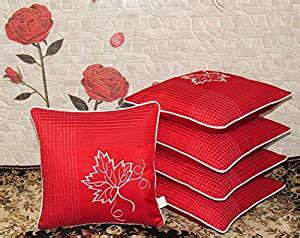 Buy Zikrak Exim Set of 5 Poly Dupion Cushion Covers 40X40 cm (16X16 ...
