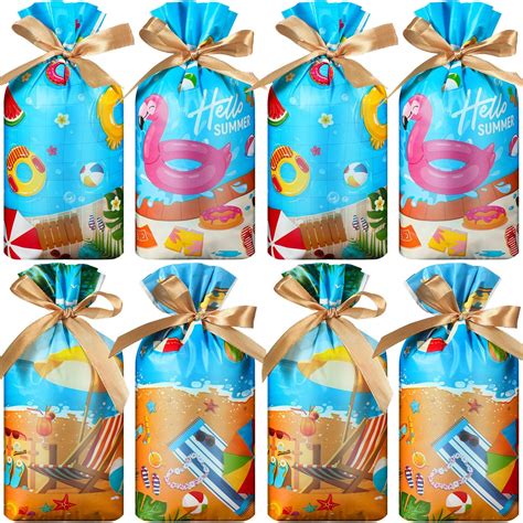 Amazon.com: Windyun 100 Pieces Summer Party Favor Bags Beach Party ...