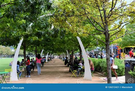 Klyde Warren Park, Dallas Food Trucks Editorial Photo - Image of ...