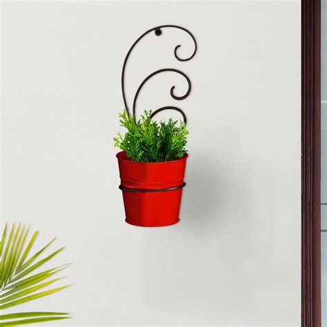 ExclusiveLane The Red Bucket Metal Wall Planters Pot for Indoor Plants ...