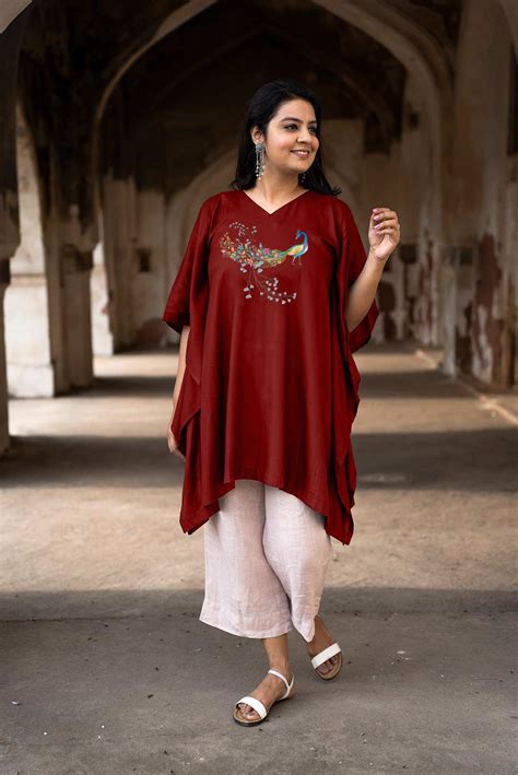 Maroon Kaftan Kurta - Morni | LetsDressUp | Custom Size