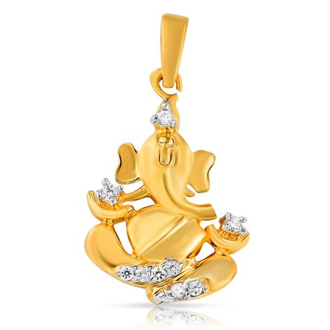 Mahi Gold Plated Unisex Ganpati God Pendant with Cubic Zirconia ...