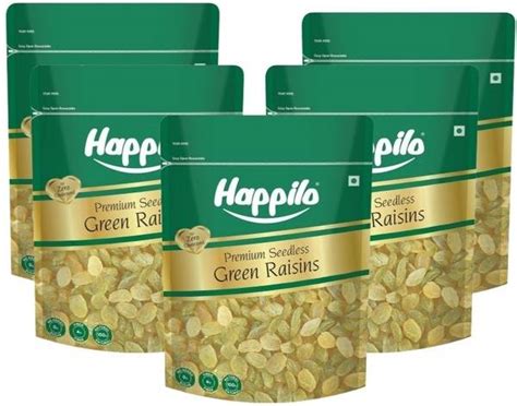 Happilo Premium Seedless Green Raisins | Kishmish | Nutritious| Rich in ...