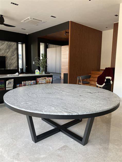 Granite Round Dining Table 2m Diameter with Steel Base