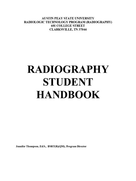 Fillable Online RADIOGRAPHY STUDENT HANDBOOK - Austin Peay State ...