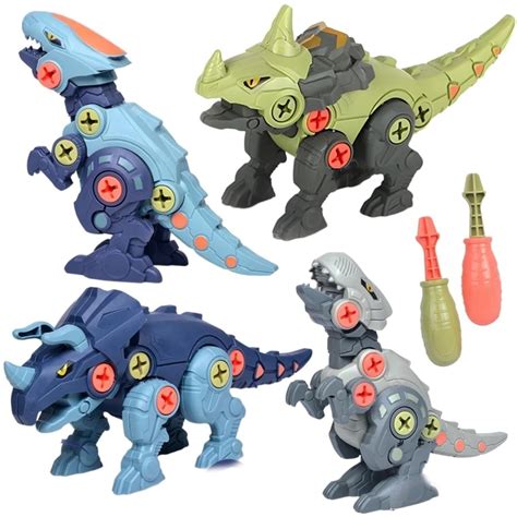 BAREPEPE Dinosaur Toys for Kids DIY Assembly Toys with 4 Dinosaurs and ...