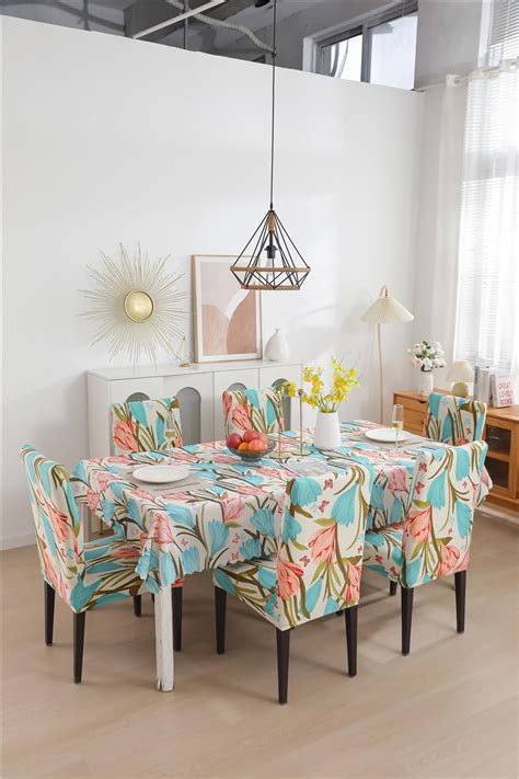 Buy Favria Table Cloth Matching Dining Chair Cover Set Waterproof Oil ...