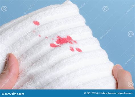 Hands Holding a Towel with Blood Stains. daily Life Dirty Stain for ...