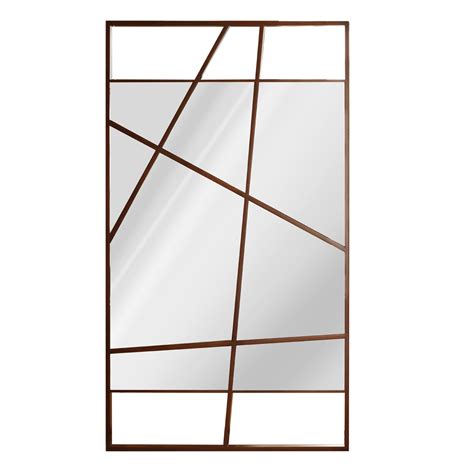 Ex-Display Large Floor Mirror With Lines Design With Walnut Frame For ...