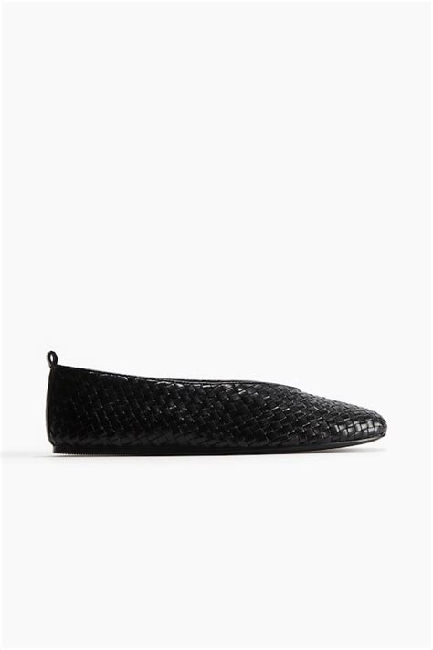 Braided leather ballet pumps - Black - Ladies | H&M IN