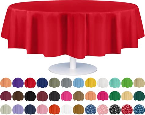 Amazon.com: Red Disposable Plastic Tablecloth for Round Tables (12 Pack ...