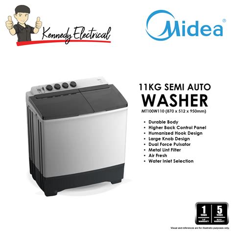Image result for Midea Semi Auto Washing Machine