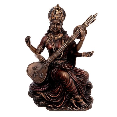 Buy Dattatreya Polyresin Bonded Bronze Maa Saraswati Idol Statue Murti ...