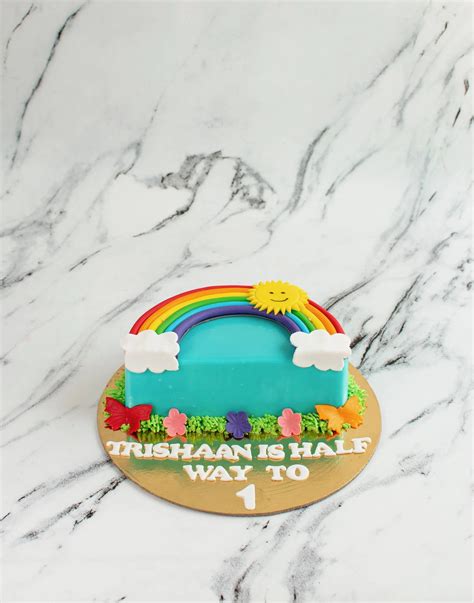 Order Half Birthday Rainbow Design Cake Online – Creme Castle