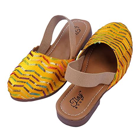 Buy Hopscotch Girls Synthetic Sequin Embellished Sandals in Yellow ...