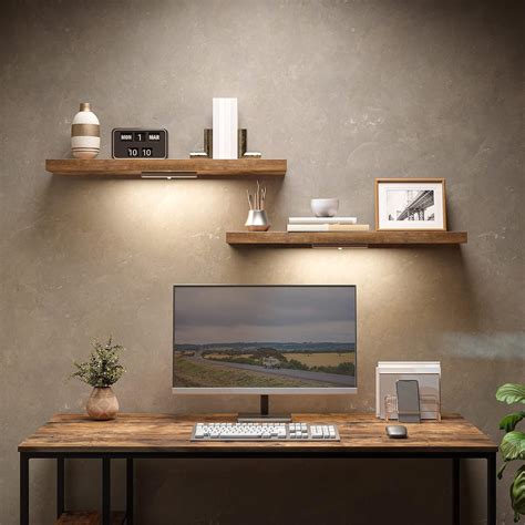 Amazon.com: MAHANCRIS Floating Shelves with Lights, 31.5'' Long Wall ...