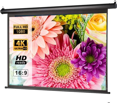 Manual Pull Down Projector Screen 100 inch 16:9 Retractable Projection ...