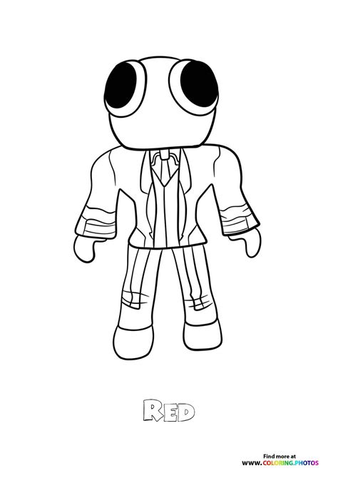 Rainbow Friends Colouring Pages Red