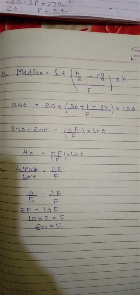 If the median is 240 so find the value of f. 0-100 15 100-200. 17 200 ...