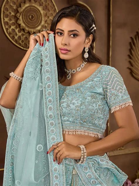 Sky Blue Bridal Lehenga with Premium Heavy Zarkan Work For Weeding Wear ...