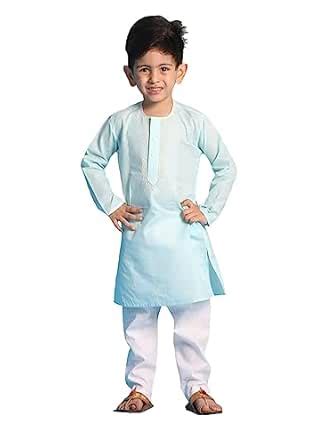 Buy VASTRAMAY Boys' Aqua blue and White Kurta Pyjama Set_VASBK141AQnPWH ...