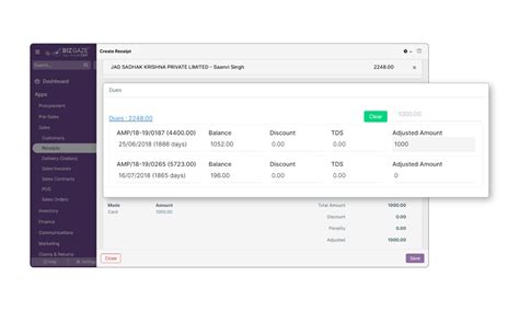 Sales Invoice & Receipts - Bizgaze