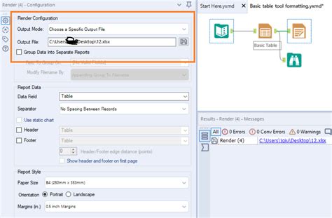 Alteryx Table Tool 的图像结果
