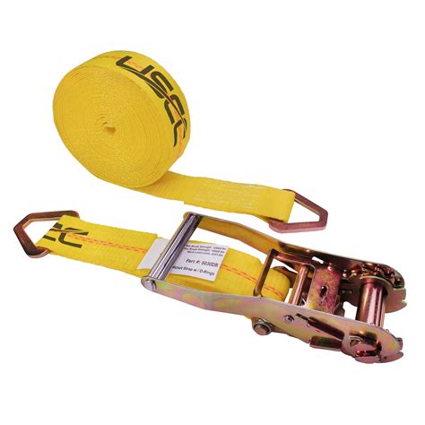 2" x 30' Yellow Ratchet Strap with Floating D-Ring - ratchet strap and ...