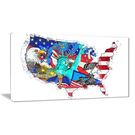 Digital Art PT2830-32-16 American Monuments Map Americana Canvas Art ...