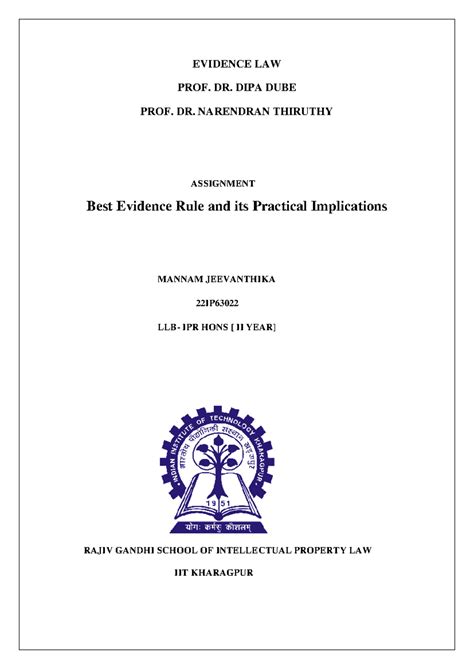Best Evidence Rule: Practical Implications and Legal Context (LLB-IPR ...