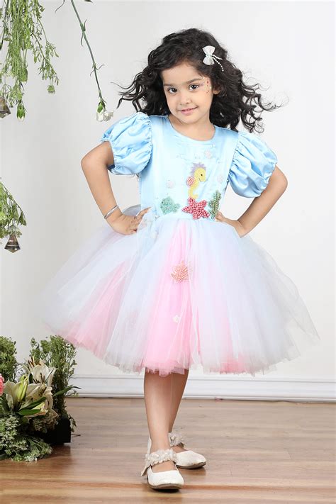 Ice Blue Mermaid Theme Dress with Embroidery