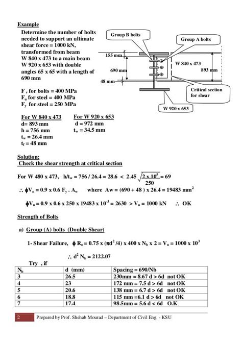Image result for Shear Connection Design Example