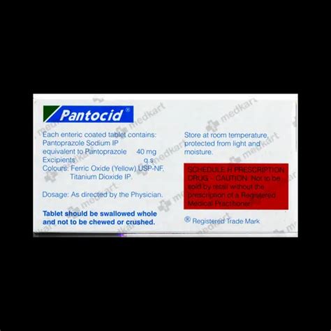 PANTOCID 40MG TABLET 15'S Price, Uses, Side Effects & Substitutes | Medkart