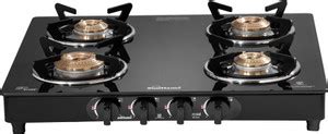 Sunflame NOVA 4 BURNER BLACK Glass Manual Gas Stove Price in India ...