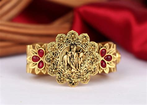Antique Bracelet for Women & Girls with Krishna Design Gold Plated Fin ...