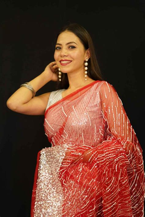 Gorgeous Half and Half Net Embellished With Moti Cutdana & Sequence ...