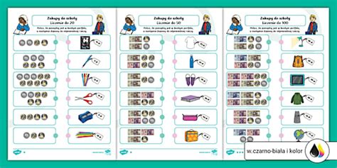 Zakupy do szkoły | Karta pracy | Pieniądze