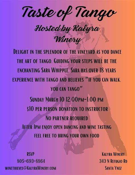 Taste of Tango, Kalyra Winery, Santa Ynez, March 10 2024 | AllEvents.in