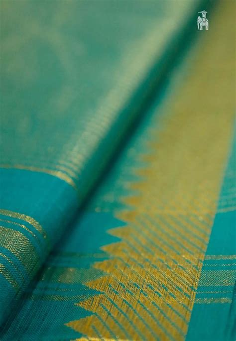 Buy Turquoise Blue Mangalgiri Cotton Saree Online