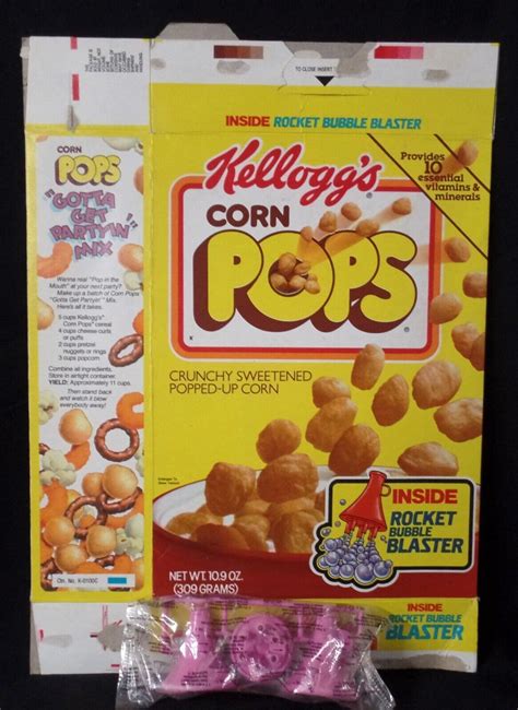 1980's Vtg 1987 Kelloggs Corn Pops Cereal Box W Rocket Bubble Blaster ...