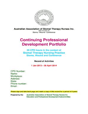 Fillable Online Continuing Professional Development Portfolio - Stomal ...